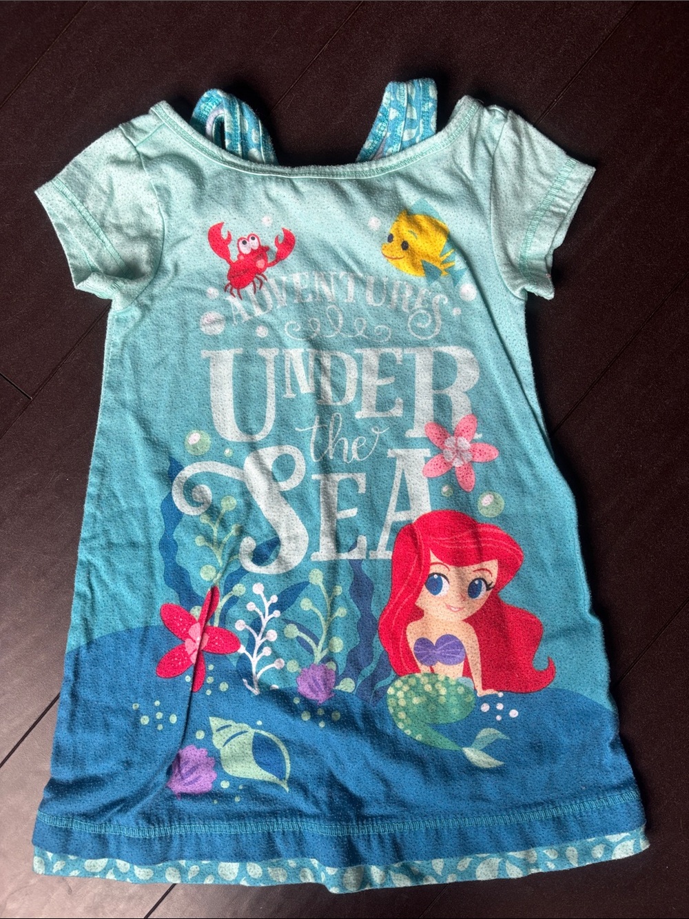 Disney Girls Ariel & Elsa Nightgowns - Teal, Blue & Gray - Picture 6 of 7